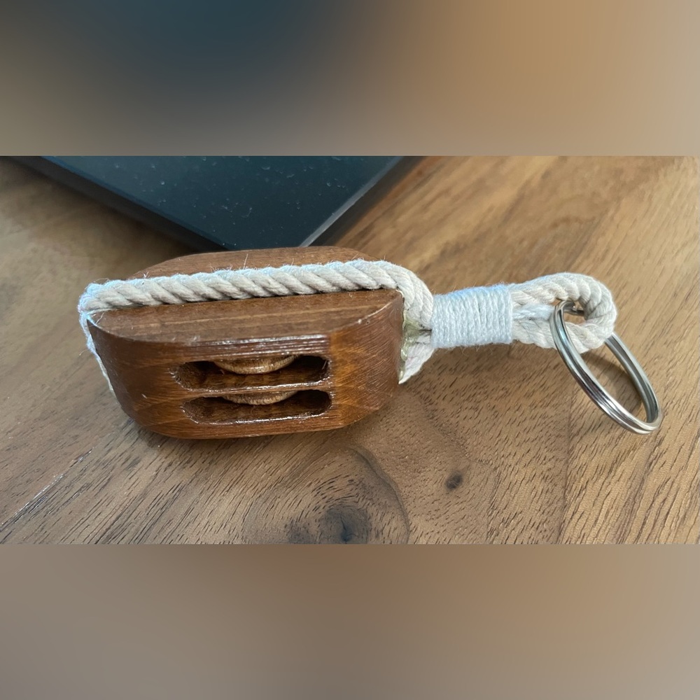 Wooden Nautical Keychain with Rope